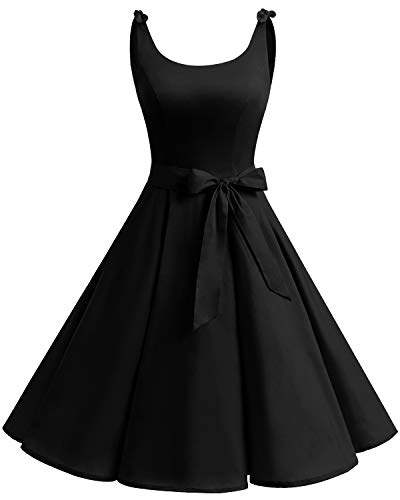 Bbonlinedress Vestidos de 1950 Estampado Vintage Retro Cóctel Rockabilly  con Lazo Black XS - 4 Vintage