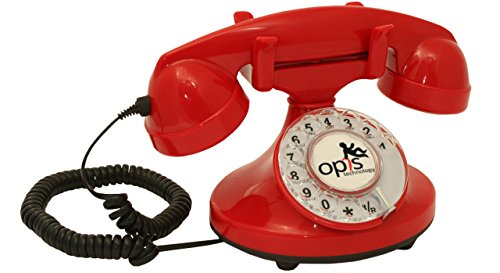 OPIS 60s CABLE avec étiquette Opis téléphone rétro/téléphone fixe vintage/téléphone design rétro/téléphone fixe filaire/vieux téléphone avec cadran rotatif rouge 