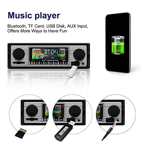 Hoidokly Autoradio Bluetooth Apoyo de Reproductor MP3 Función de Radio y de Archivo Llamadas Manos Libres 4×60W Manos Libres Radio Estéreo de Coche 